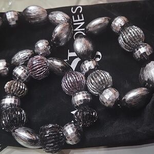 Silver and Black Beaded Necklace